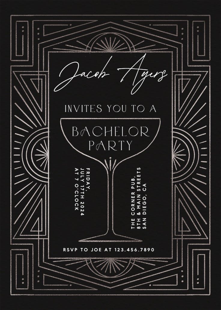 Stylish soiree - bachelor party invitation